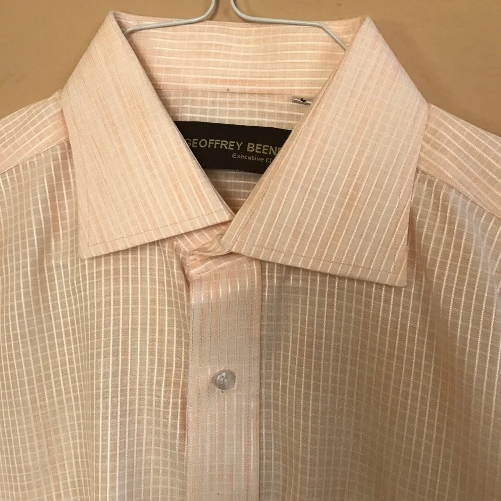 🍏 5 for $30 Men's formal dress shirt peach white - Picture 5 of 8